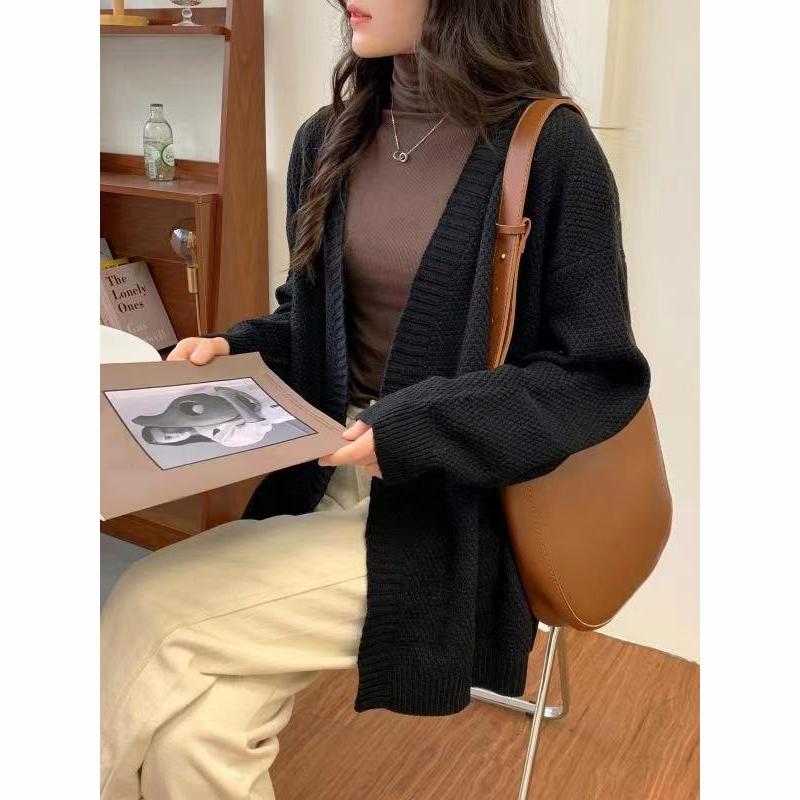 Women Knitted Warm Cardigan Coat Sleeve Office Sweater Autumn Winter Casual Outerwear