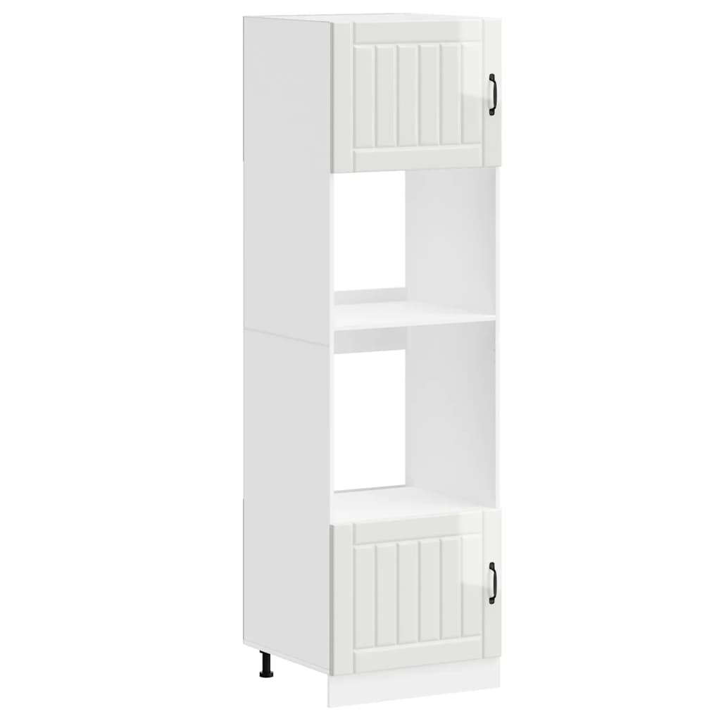 Built in Oven Cabinets 2 pcs Lucca High Gloss White Wood Based Material