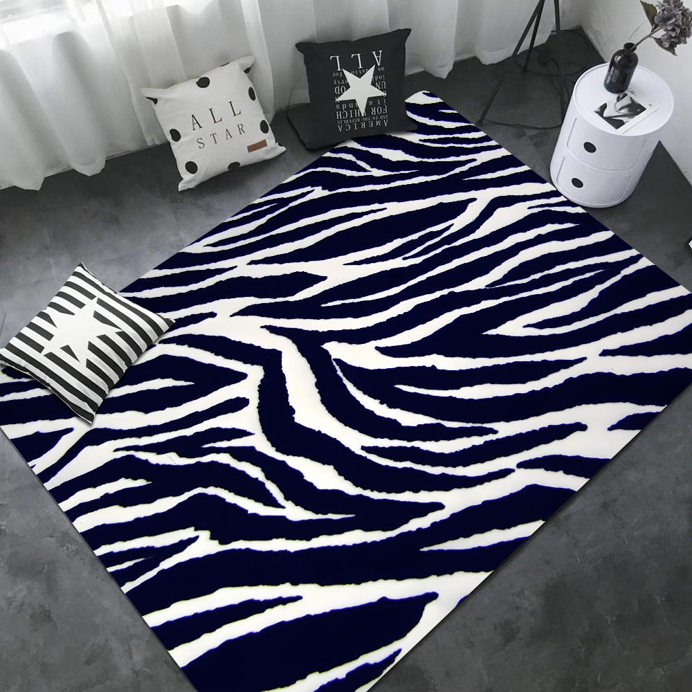 Black White Print Zebra Floor Mat INS Style Soft Bedroom Floor House Laundry Room Mat Anti-skid Bedside Area Rugs