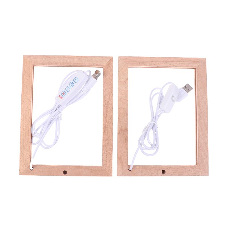 Leuchtender Fotorahmen, Tisch-Bilderrahmen, leuchtender Halter, einfaches 3D-Licht, Dekor, LED-Licht, Holz, USB-LED-Bilderrahmen