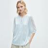 One Button: 26 Spring/Summer Design, Round Neck, Fashionable Jacquard, Mulberry Silk Shirt for Women