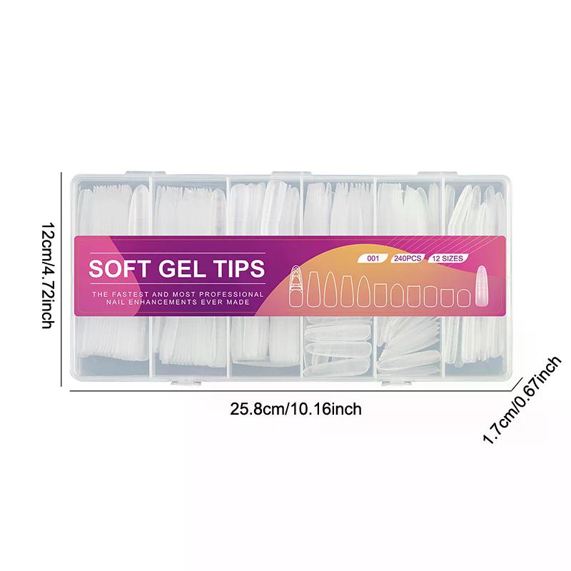 240pcs Ultra-Thin Double-Sided Fake Nails With Auxiliary Line No-Trace Nail Tips Clear Extension False Nails DIY