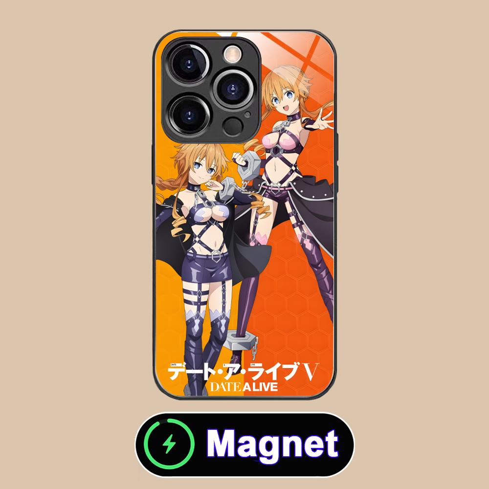 Date a Live Yamai Kaguya Glass MagSafe Mobile Phone Case for iPhone 17 16 15 14 13 12 11 Air Pro Max Plus Mini Colorful Cover