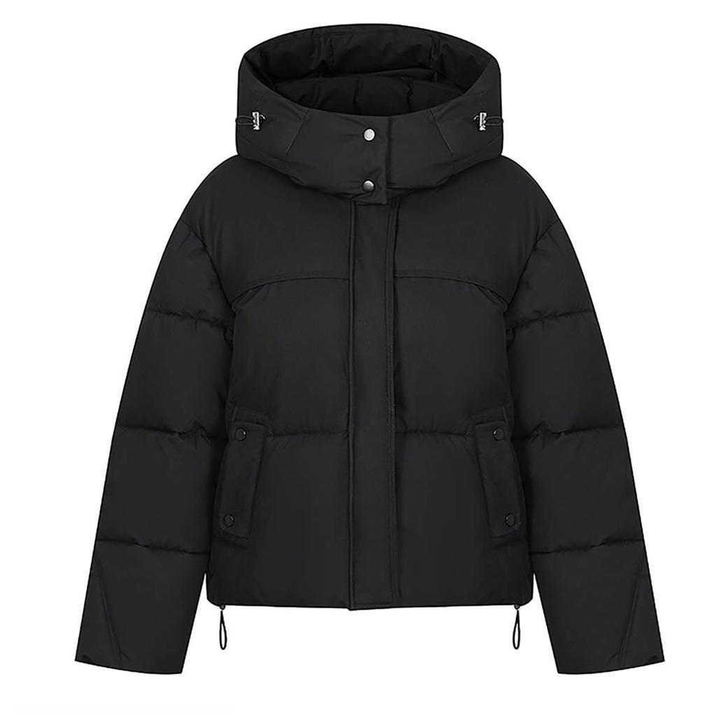 Ladies' Fashionable Solid Color Long Sleeved Loose Warm Hooded Jacket