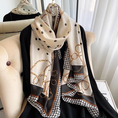 180*90cm Luxe Merk Vrouwen Sjaal Zomer Zijden Sjaal Dames Wikkel Zachte Vrouwelijke Echarpe Designer Strand Stola Bandanna foulard muts