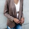 Women Fashion Autumn Winter Solid Color Lapel Collar Long Sleeve Jacket Coat