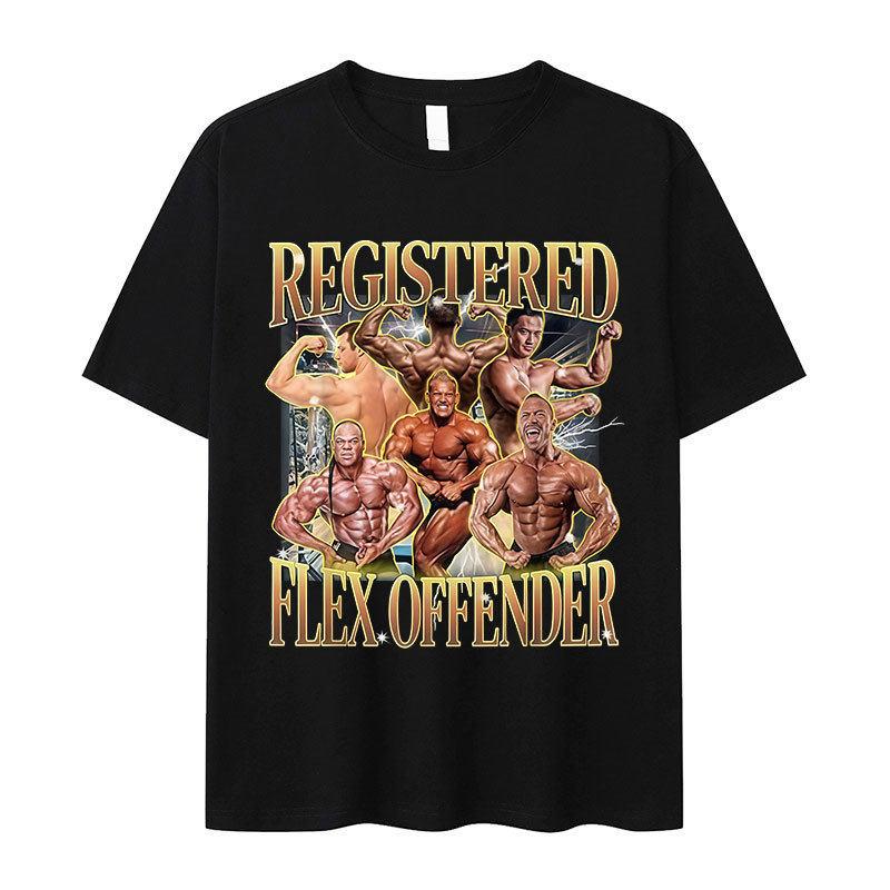 Lustiges Registrierter Flex-Straftäter Meme T-Shirt Unisex Retro Oversized Kurzarm T-Shirt Mode Hohe Qualität Baumwolle T-Shirts Streetwear