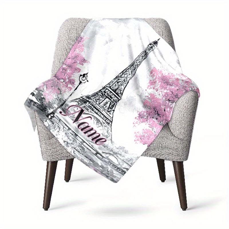 240Gm2 Eiffel Towel Customize Your Name Outdoor Blanket Suitable For All Seasons Comfortable And Warm Soft Blanket Suitable For Travel Gifts For