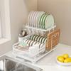 Kitchen Dish Drying Rack, Metal 2-layer Sink Top Dish Rack, Space-saving Cutlery and Baking Utensils, Organizational Rack with Chopstick Storage