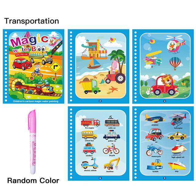 Magical Water Drawing Book Toys Variety of Themes Reusable Coloring Magic Water Drawing Book Early Education Toys for Children