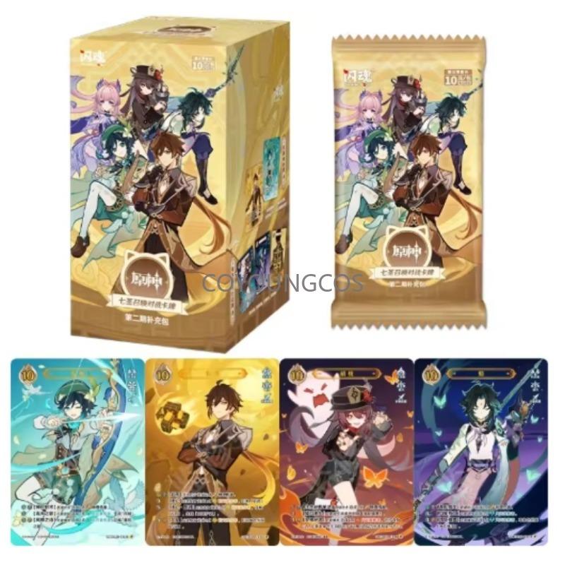 Επίσημο Genshin Impact Genius Invokation TCG Κύμα 2 Πακέτο Booster Κάρτα Μάχης Χρυσή Μεμβράνη Λέιζερ Zhongli Venti Παιχνίδι