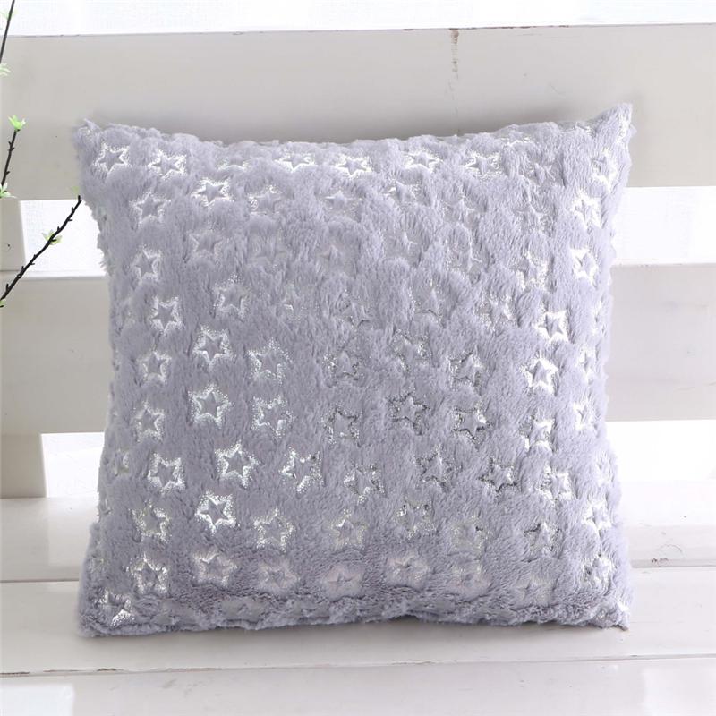 

43x43cm Short Plush Hot Stamping Star Pattern Winter Home Bedroom Sofa Cushion Cover Throw Pillowcase 43x43cm срібло сірий колір