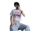 Women's summer short t-shirt female Hyunya navel Korean version ins trendy loose and thin couple's short top printing