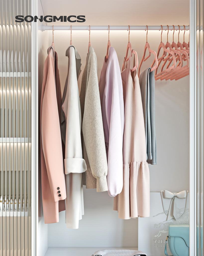 SONGMICS Velvet Hangers, Set of 30 Clothes Hanger with Rose Gold Swivel Hook, Non-Slip, and Space-Saving, 0.2-Inch Thick