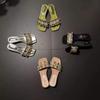 New Style Slippers Women's Shoes Square Toe Thick Heels Straight Line Versatile High-heeled Flip-flops