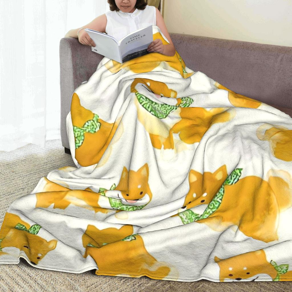 Shiba Inu Lieblich Hundedecke Camping Flanelldecke für Wohnzimmer Superweich Kundenspezifische Qualität Tagesdecke Geschenk
