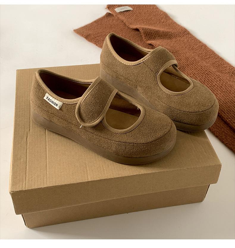 

Casual lightweight retro French platform Mary Jane shoes women s 2026 new spring and autumn with skirt round head shallow mouth single shoes 35 хаки
