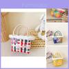 Stylish Children's Woven Handbag Colorful Crochet Tote Bag For Girls With Floral Design
