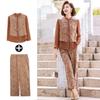 Women's Autumn/Winter Casual Chinese Style Shirt and Straight-Leg Pants Set