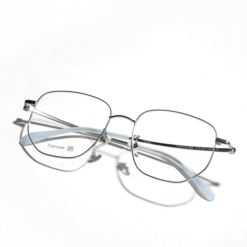 Glasses Metal Titanium Flat Mirror Men'S Plain Mirror, Can Be Matched With Degree Myopia Flat Mirror Women'S Large Frame