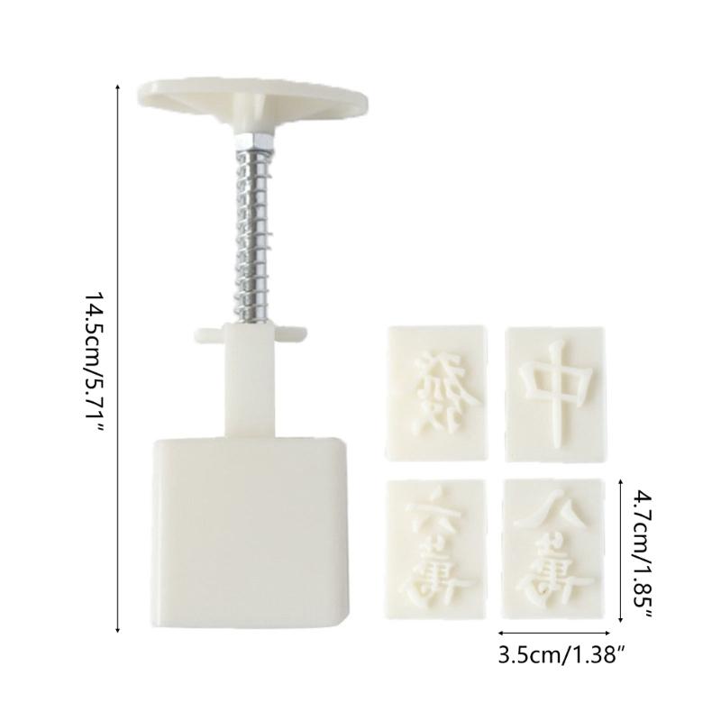Plastic Mooncake Stamps Mahjong Shaped DIY Mooncake Mold Festival Hand Press Mooncake Cutters Pastry Decorating Gadget