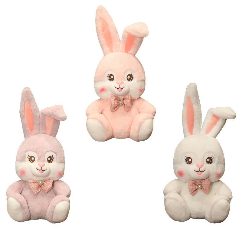 Little Rabbit Plush Doll Three-colored Bow Tie