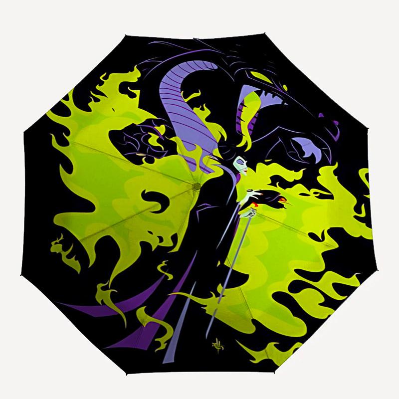Maleficent, Sorcery Themed Automatic Opening and Closing Umbrella, Brightly Colored 8-rib Portable Umbrella, Suitable for Men and Women, A Perfect Gif