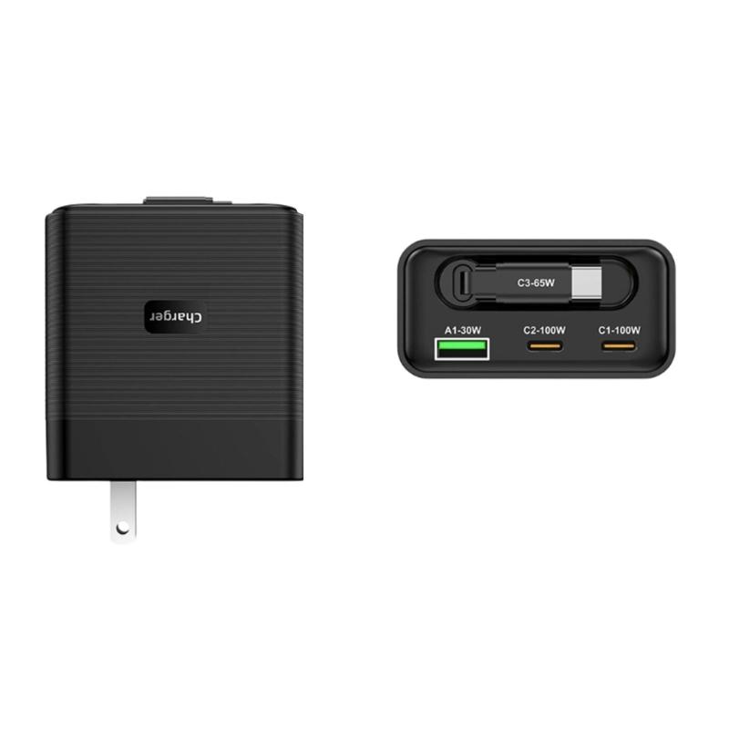 100W Wall Charger Charging Block Including Flexible USB C Cord And 3 Outputs Universal Power Supply Lightweighted