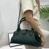 Hand-woven shell bag, genuine leather women's bag, high-end bowling handbag, crossbody shoulder bag.