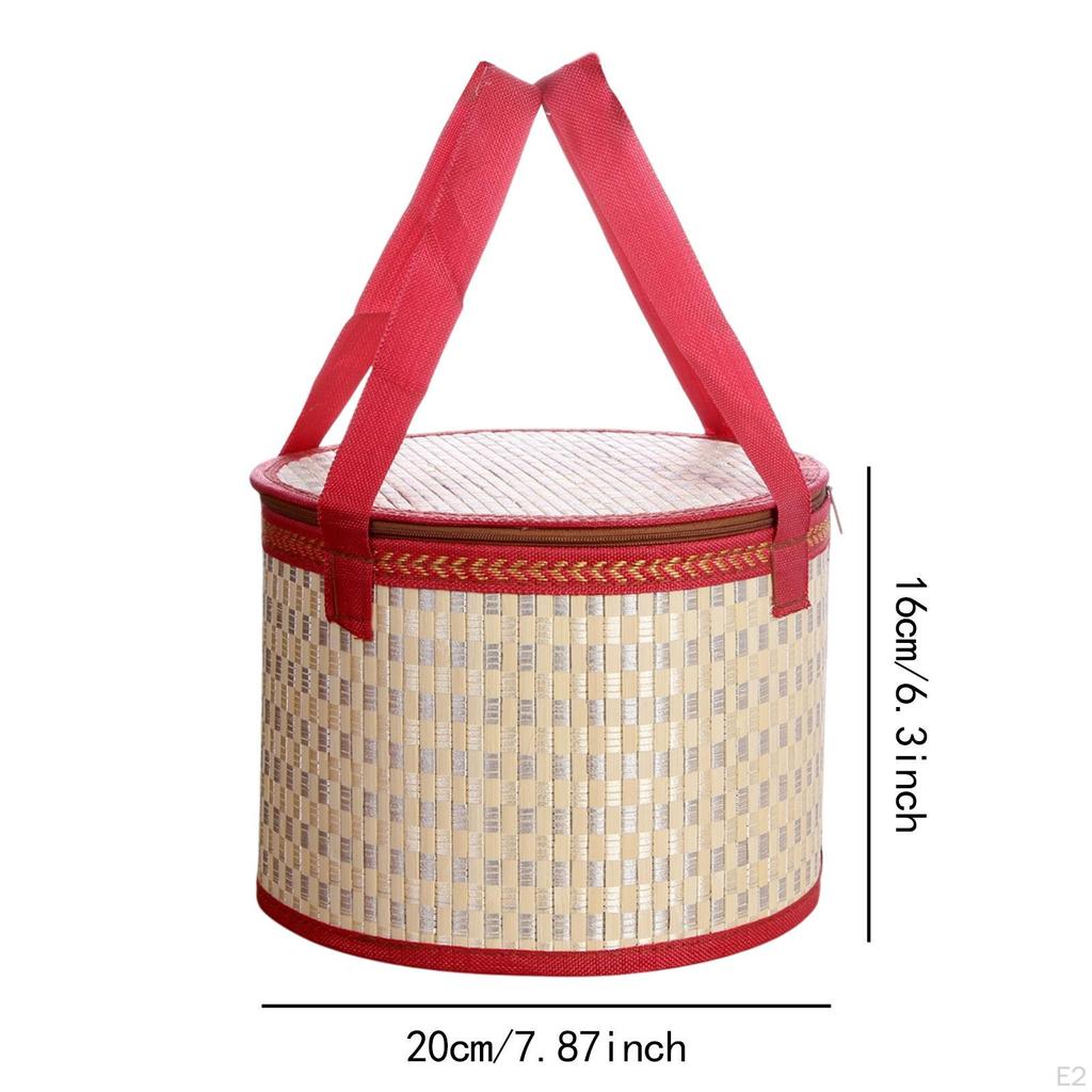 Bambusowy Tkany Koszyk Opakowanie Prezentowe Przenośny Lekki Wielofunkcyjny Organizer do Przechowywania Żywności