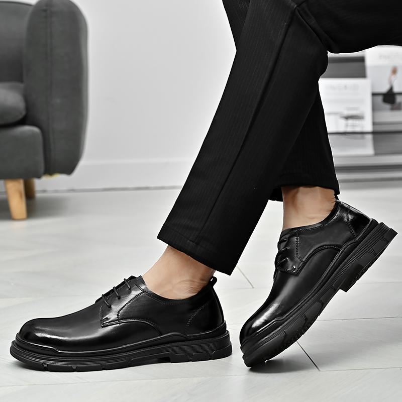 Brand High Quality Mens Casual Leather Business Shoes Comfy Thick Bottom British Style Male Shoes Antiskid Outdoor Oxford Shoes