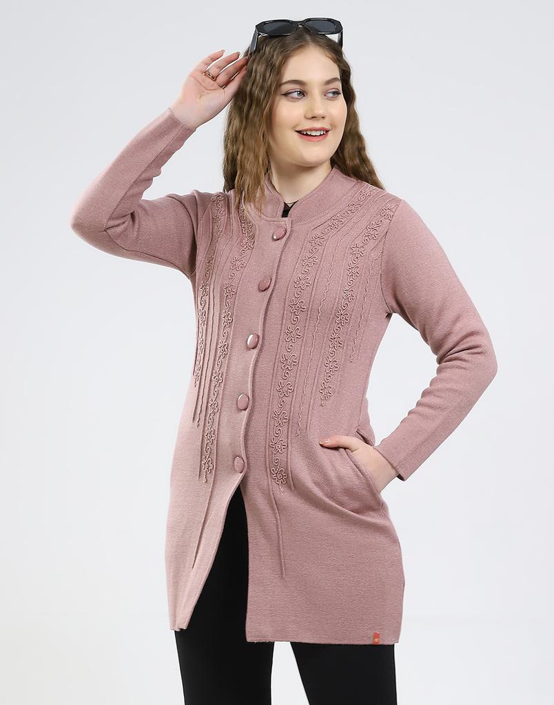 Monte Carlo Women Round Neck Full Sleeve Knitted Coat