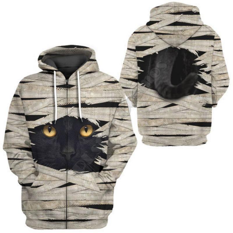 Spring Men's Cardigan Top Loose Comfortable Long-sleeved Hooded Jacket Fashionable 3D Digital Abstract Printed Sweatshirt
