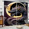 Classic Embossed Black Dragon Totem Metal Printed Curtains Pole Bag Home Decoration Room Curtain Polyester