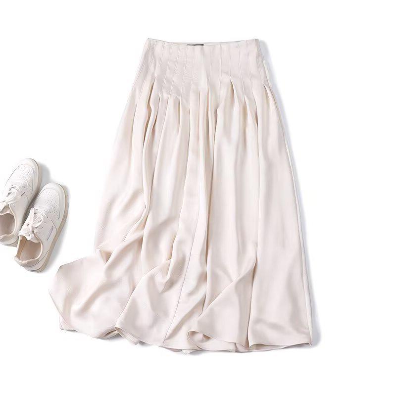 Women's Elegant Pleated Midi Skirt - Summer Fashion