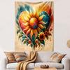 Colorful Sunflower Heart Tapestry Design Patterned Tapestry Decorative Wall Hanging, Home Bedroom Living Room Decor