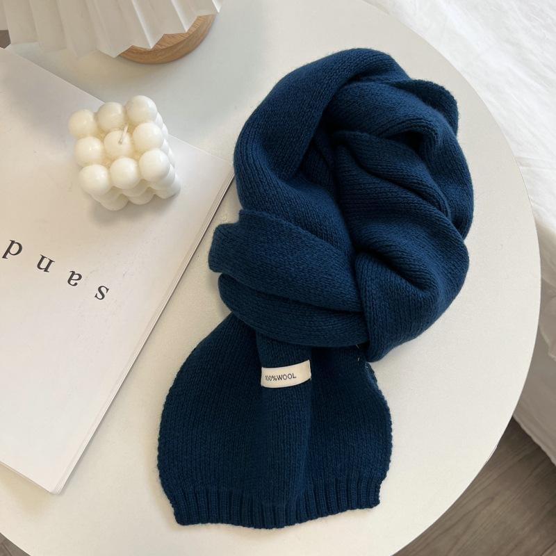 Pure Color Wool Scarf 100% Selected Cashmere New All-Matching Boys and Girls Winter Warm