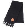 Excellent Scarf Anagram Leather Patch with Fringe, Long Black Mohair Women Used