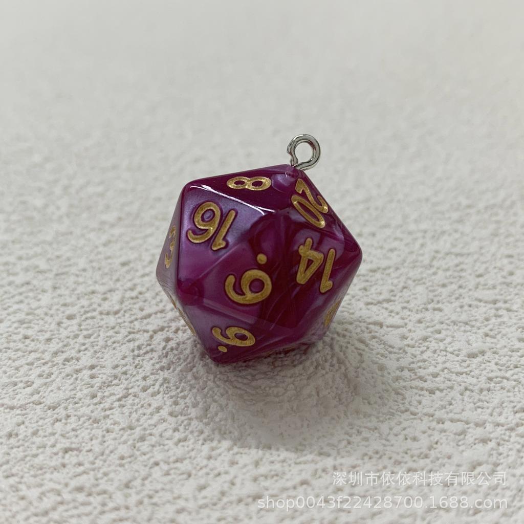 Manufacturer's real shot 20-sided sieve dice transparent solid color multi-sided dice bag pendant earrings keychain DIY accessories