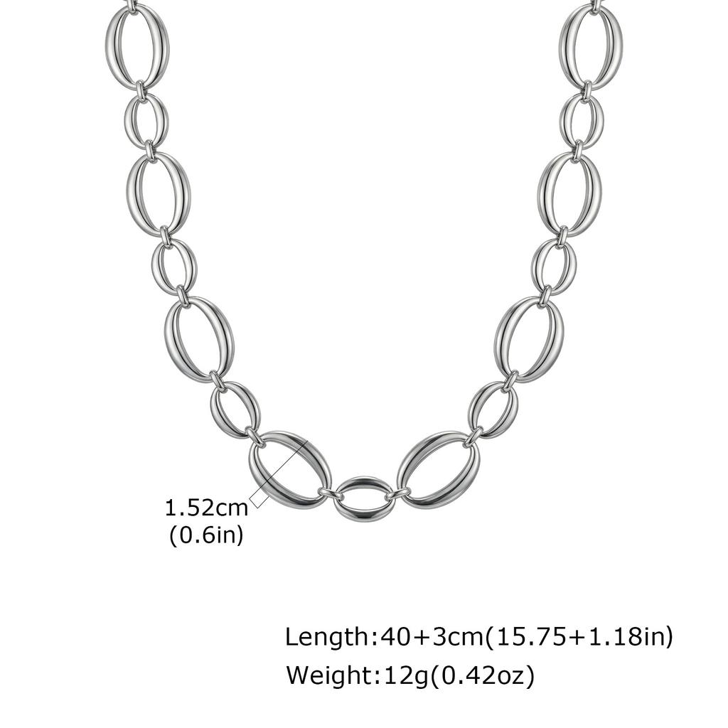 Stainless Steel Oval Handmade Chain Necklace Bracelet 18K Gold Plated Nc-2100