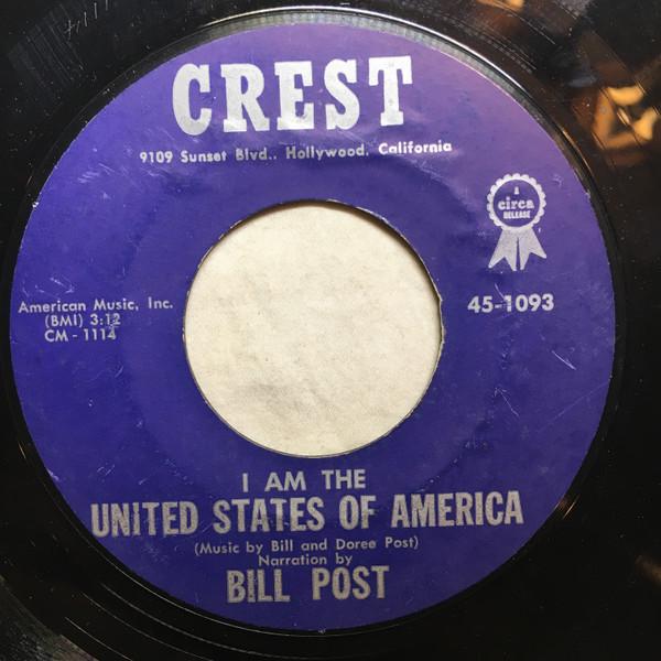 

7inch Record BILL & DOREE POST - I Am The United States Of America / 451093 CREST US Military Used