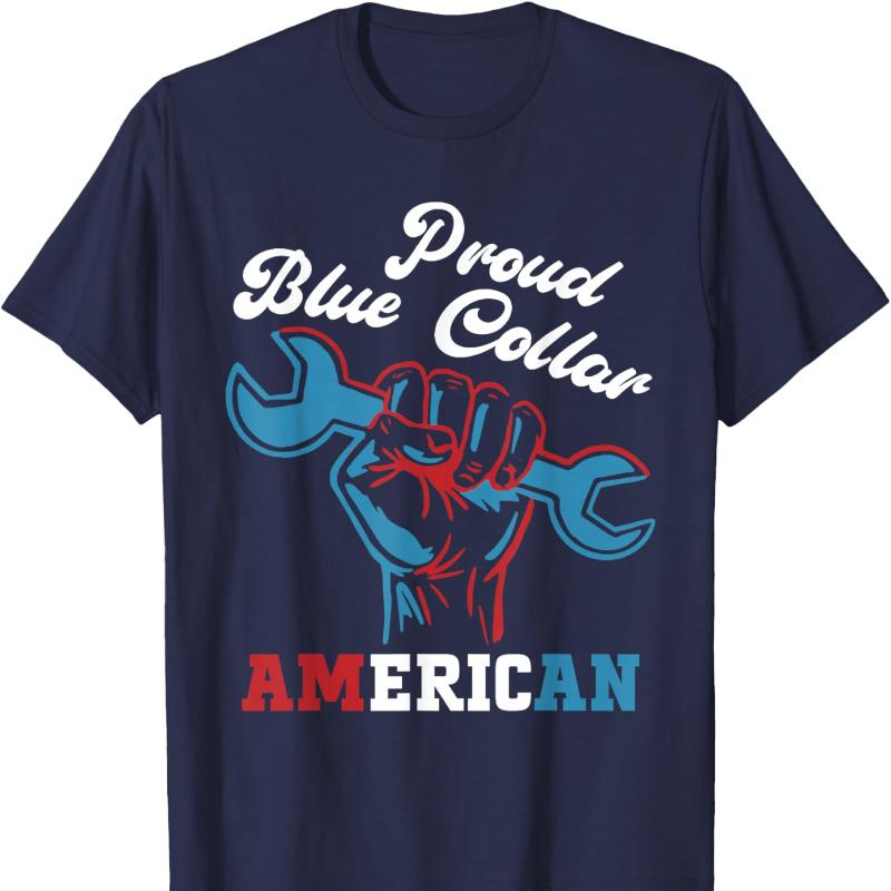 Proud Worker Labor Day Proud Blue Collar American Cotton TShirt Graphic T Shirts Oversized T Shirt Gothic Aesthetic Clothes Top