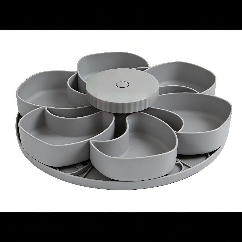 6 Compartment Rotating Serving Tray BPA Free Snacks Fruit Candy Platter For Home Party Kitchen Countertop