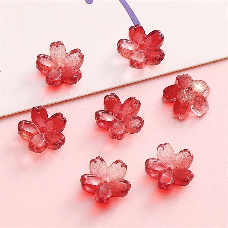 Glass Gradient Cherry Blossom Three-dimensional Accessories Beading Accessories Handmade Diy Bracelet Spacer Beads Accessories Strings Loose Beads