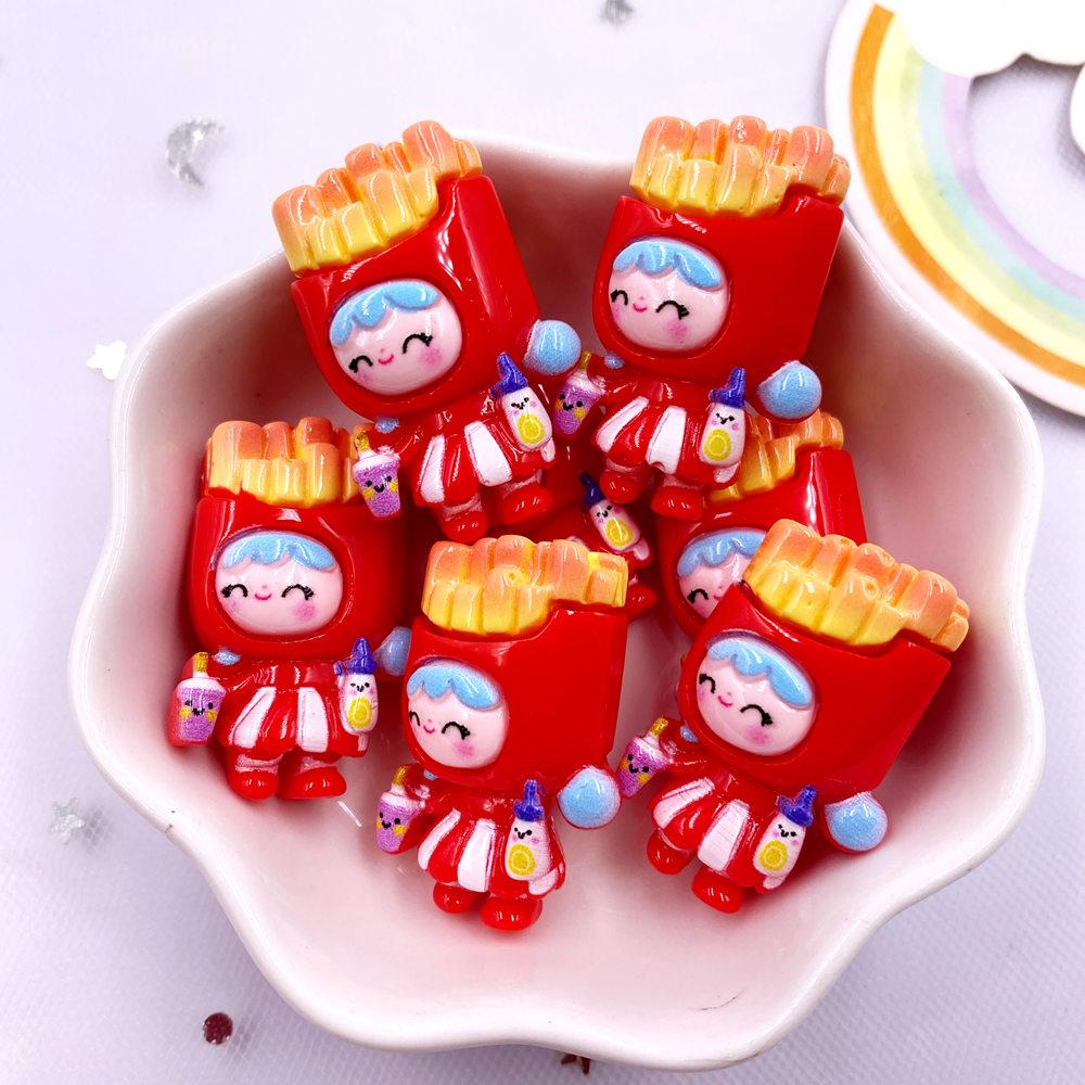10PCS Resin Colorful Princess Burger Donut Star Cartoon Man Flat Back Stone Figurines Scrapbook DIY Bow Decor Accessories Crafts
