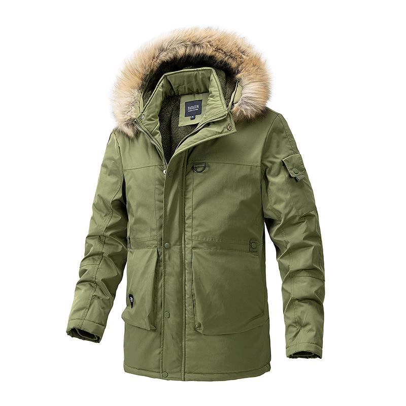 2026 New Winter Men Long Coat Military Fur Hood Warm Tactical Bomber Army Korean Thick Multi Pockets Overcoat Male Warm Parka
