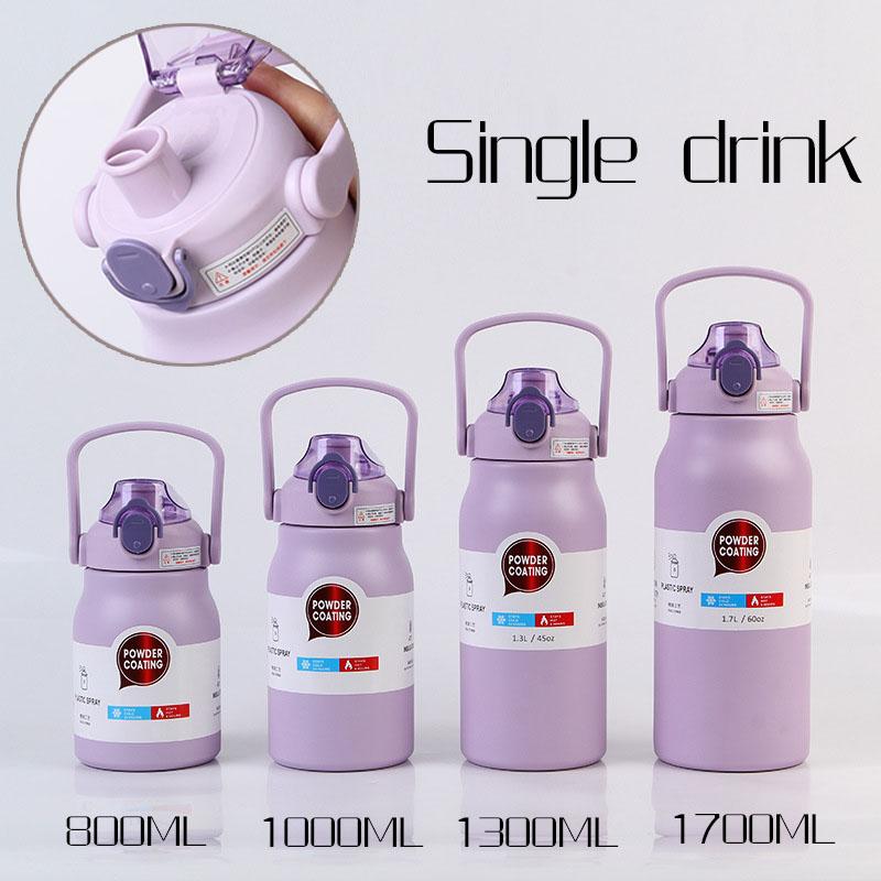 1.3L/1.7L Large Capacity Thermo Bottle Stainless Steel Thermal Thermo Water Portable Vacuum Mug Thermos Insulated Cup Tumbler