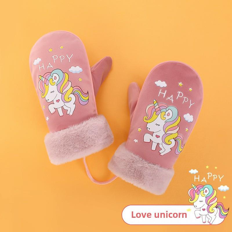 Mănuși de schi impermeabile de iarnă pentru copii - Călduroase, groase din lână corală, pentru băieți și fete DRST23