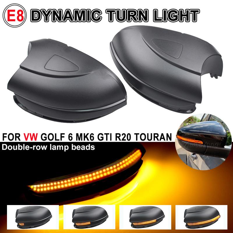 2pcs For Volkswagen VW Golf 6 MK6 GTI R32 08-14 2Pcs Car Dynamic LED Turn Signal Light Rearview Mirror Blinker Indicator