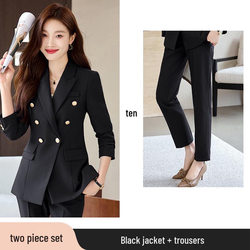 Navy Blue Women's Suit Set - 2025 Spring/Autumn High-End Hotel Manager Professional Business Uniform.